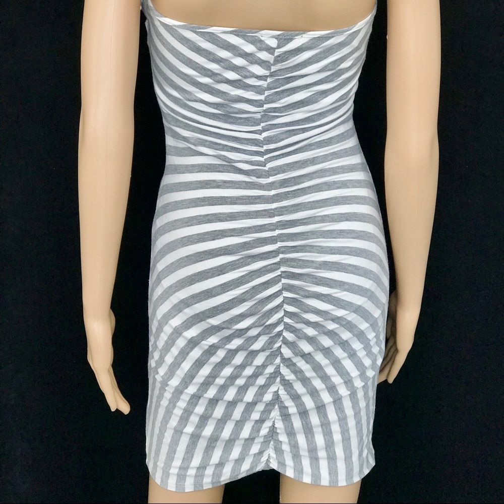 Bebe Halter White/Grey Stripped Dress Size S - Picture 6 of 9